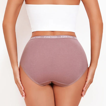 FINETOO 5PCS/Set Cotton High Waist Panties Women's Seamless Breathable Underwear Sexy Stretchy Comfort Briefs Lingerie S-XXL