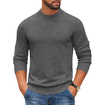 Men's Mock Turtleneck Ribbed Knit Pullover Sweater Casual Heavyweight Slim Fit Dress Sweater Warm Jumper Thermal Streetwear