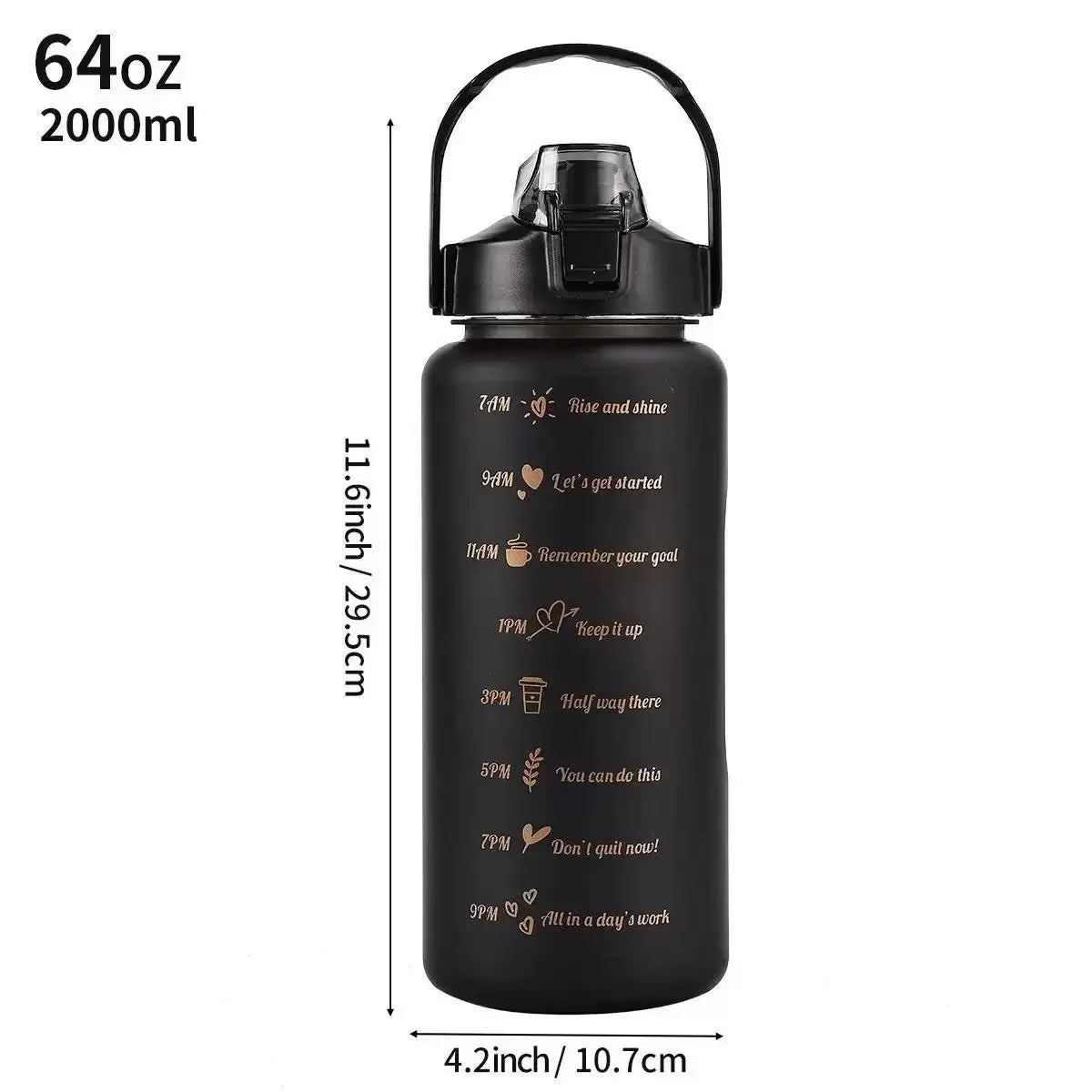 2000ml Large Capacity Plastic Water Bottle Frosted Gradient Water Bottle Outdoor Sports and Fitness Portable Water Kettles