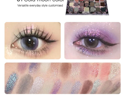 21-Color Chameleon Flashing Eyeshadow Palette Cold Moon Multi-functional Matte Shimmer Glitter Pigments Long-lasting Makeup