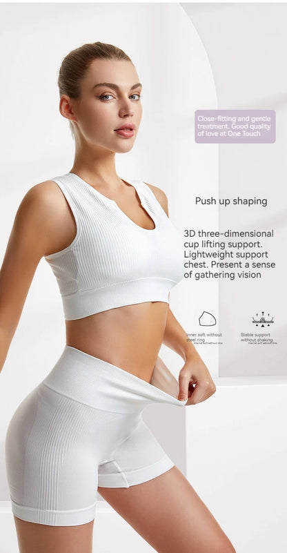 Peach Butt Fitness Fast Dry Running Sports Tight Yoga Shorts Lady's Shock Proof Yoga Beauty Vest Fitness Sports Bra Set