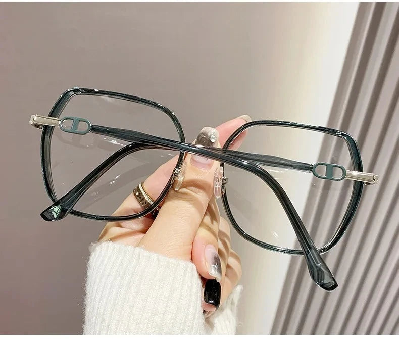 Anti Blue Light Glasses – Oversized Polygonal Frames with Transparent Acrylic Lenses
