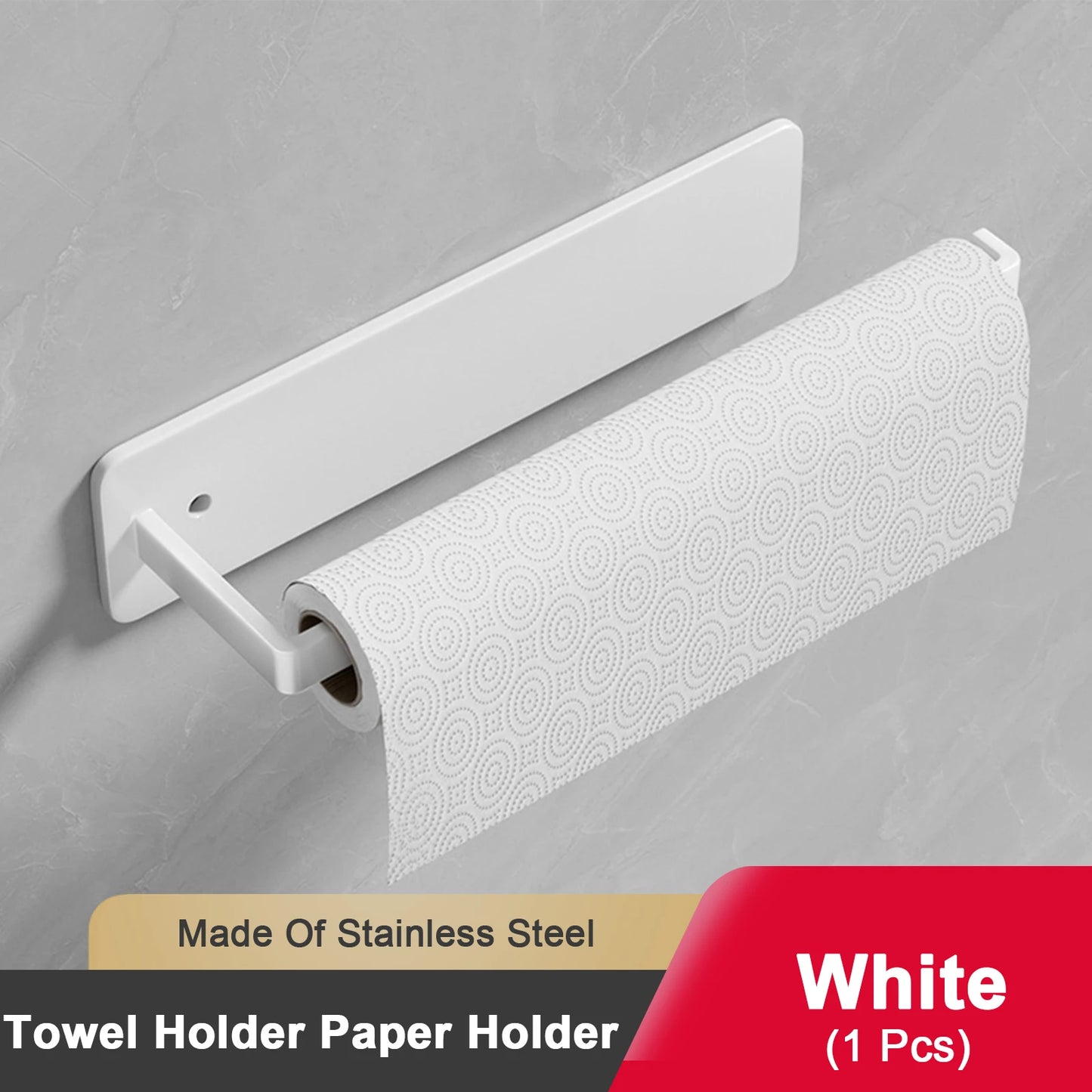 Paper Towel Holder - Adhesive Tissue Hanger & Toilet Paper Dispenser | Kitchen Towel Rack