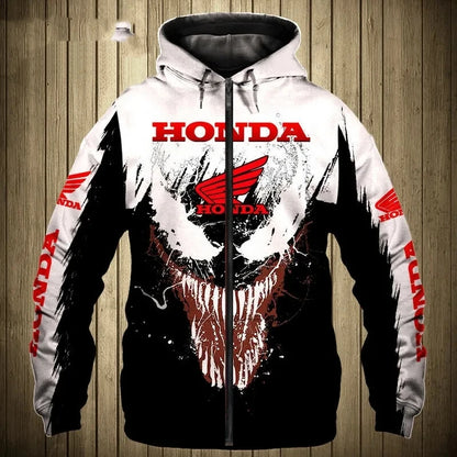 2026 New Fashionable Honda Logo Spring and Autumn Coat 3D Printed Trendy Casual Street Men's Loose Zipper Hoodie Fashion Hoodie