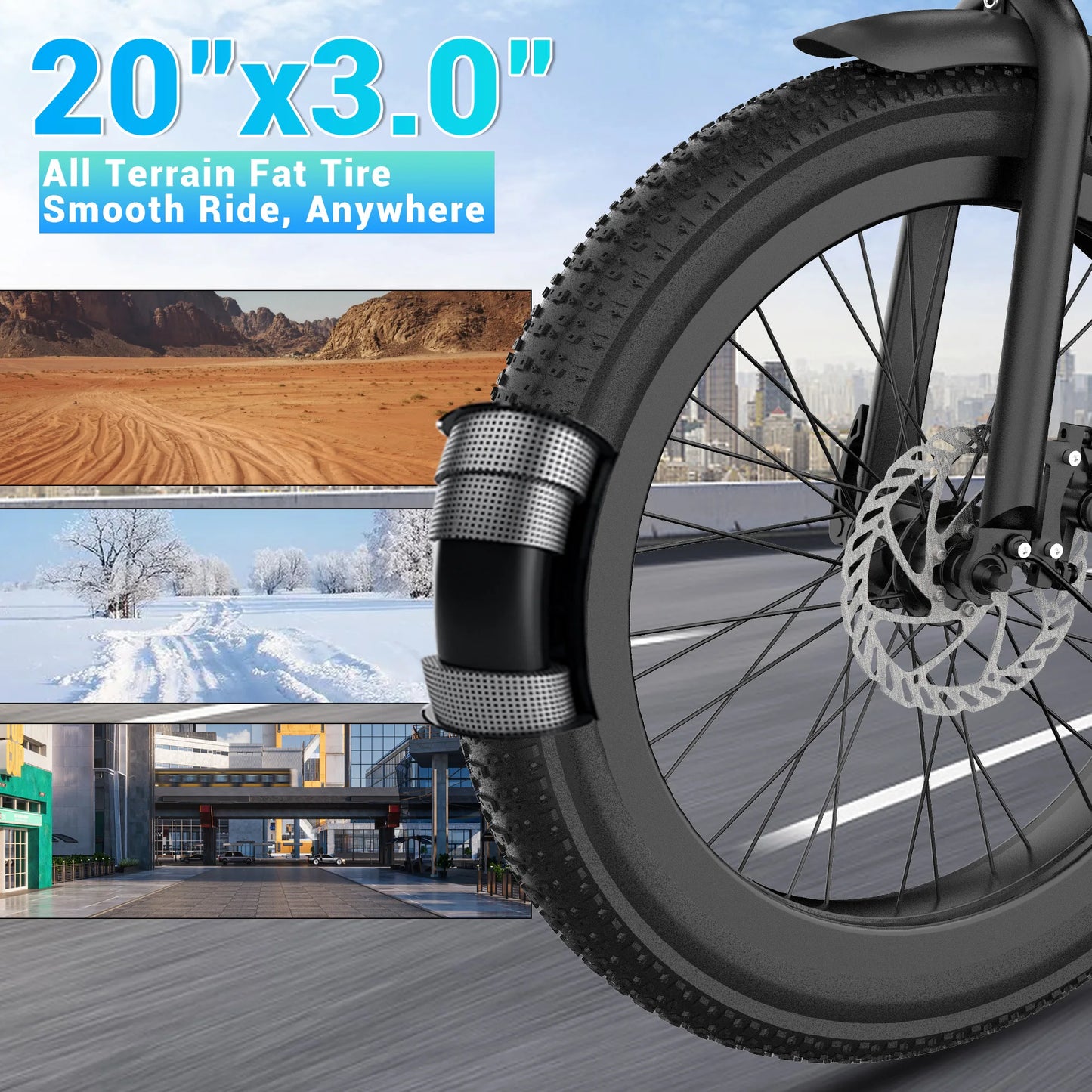 DYU BMX Electric Bike 20*3.0 Fat Tire E-Bike 48V 13Ah Removable Battery 1000W Peak Motor City Electric Bicycle for Adults