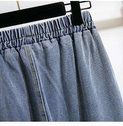2026 Wide Leg Pants Women's Spring Autumn Retro Waed Denim Workwear Trousers High Waist Casual Versatile Plus Size Pants