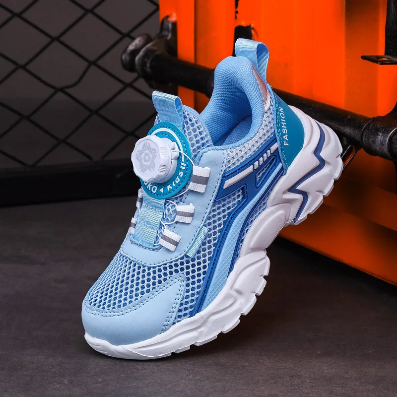 Children Sports Shoes - Boys Running Sneakers Black Mesh | Breathable Summer Casual