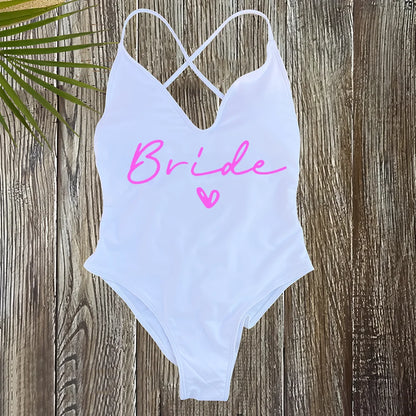 Sexy Padded One Piece Swimsuit Women Team Bride Swimwear Bikini Summer Bathing Suit Plus Size Beachwear Bachelorette Party Lady