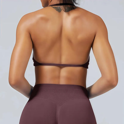 Impact Sports Bra - Seamless Yoga Halter Top for Women | High Support Fitness Workout Bra