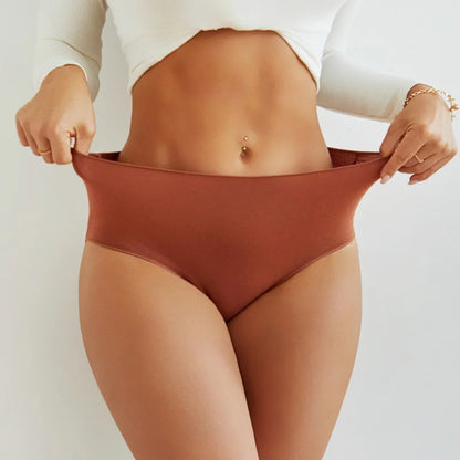 6PCS/Set Women Seamless Cotton Panties Mid Rise Solid Color Female Briefs High Elastic Slimming Underwear Plus Szie Lingerie