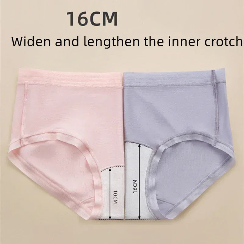 3Pcs Modal Women's Panties Lengthened Inner Crotch Female Briefs Underwear Underpants M-XXL 7A Level Antibacterial Sexy Soft Fit