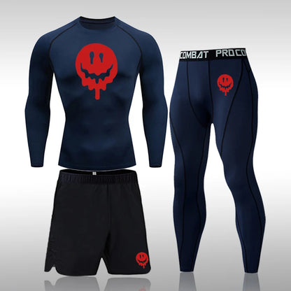 Men's Compression Running Set | Long Sleeve Running Top & Athletic Compression Gear for Fitness