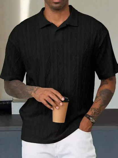 Knitted Polo Shirt – Men's Retro Summer Lapel Tee | Breathable Lightweight Top