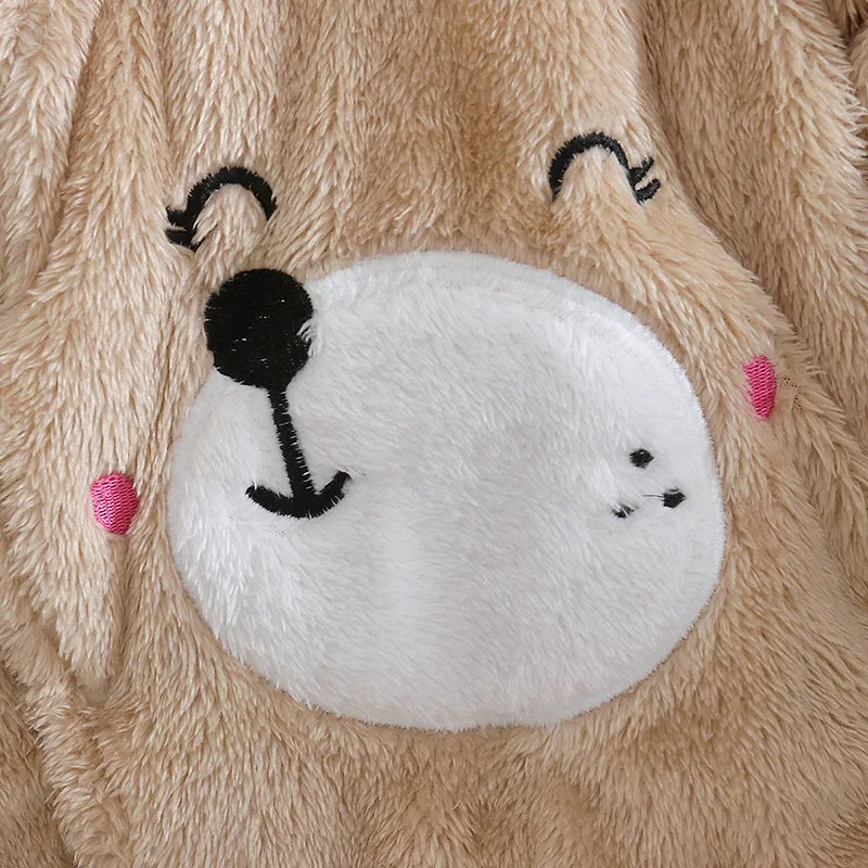 Baby Winter Clothes - Plush Baby Romper With Cute Cartoon Animal Prints For 0-2 Years