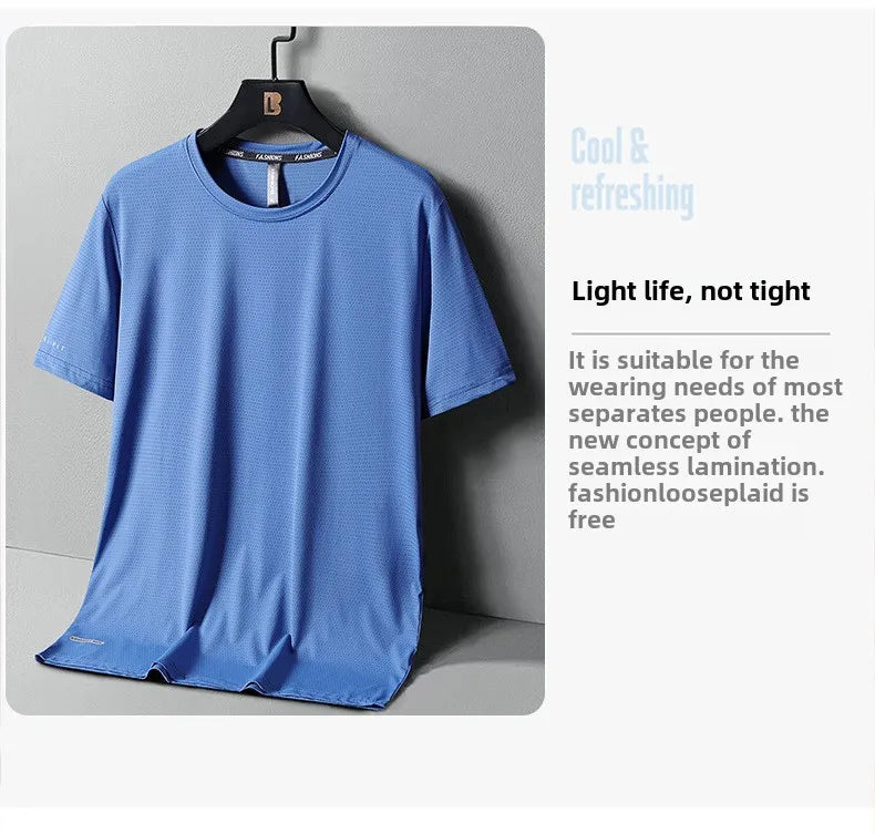 Men's Ice-Silk T-Shirt – Breathable Plus-Size Tee (up to 8XL)