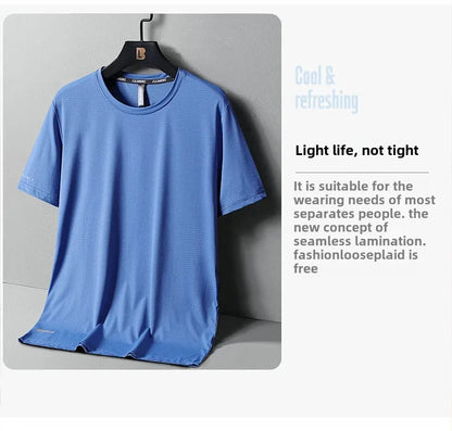 Men's Ice-Silk T-Shirt – Breathable Plus-Size Tee (up to 8XL)