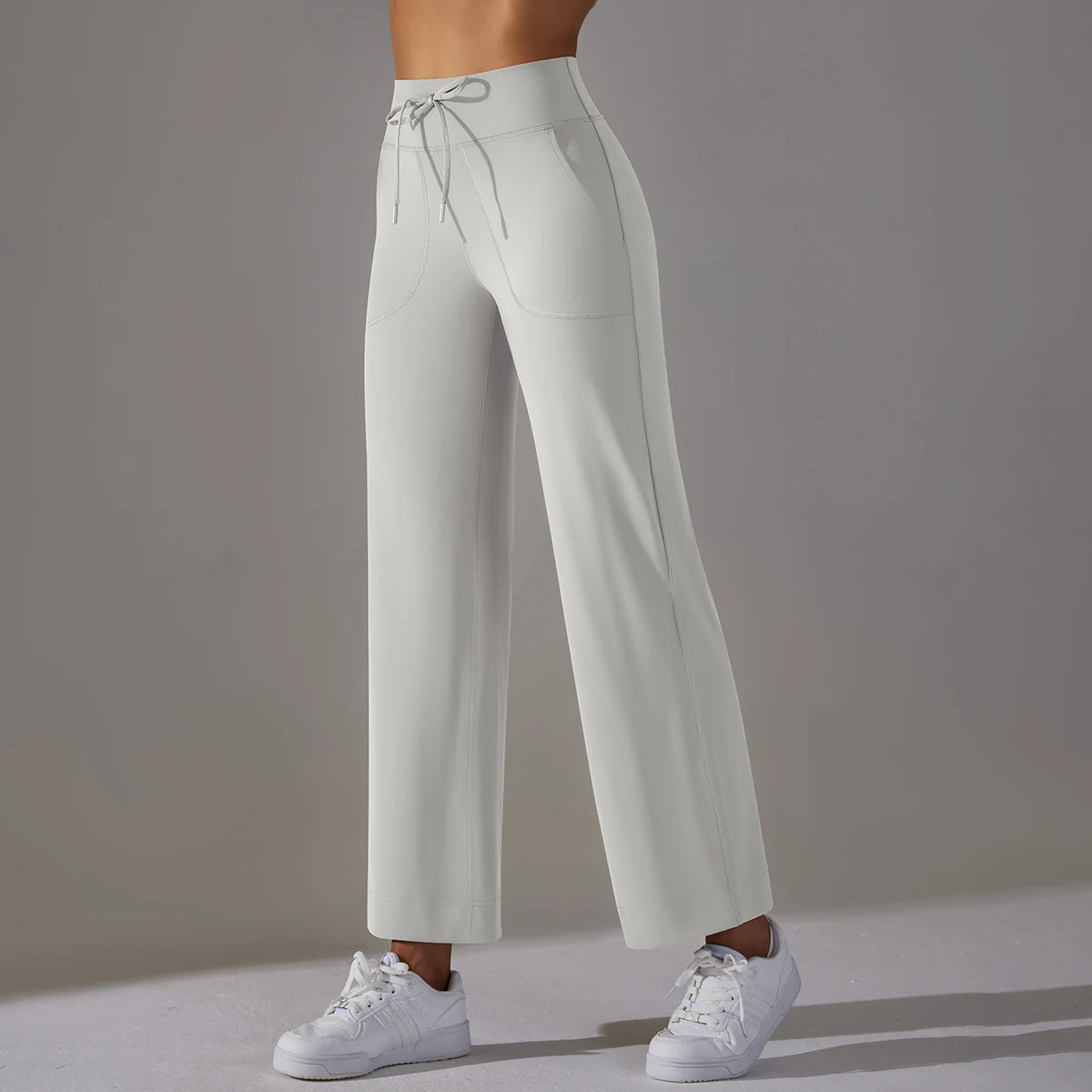 Women Leggings Wide Leg Flare Pants With Pockets Drawstring Sports Trousers High Waist Flared Yoga Leggings Fitness Running Jogg