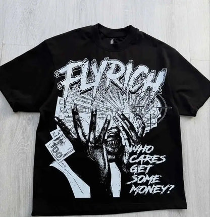 Harajuku Streetwear Shirt - Y2k Fashion Tee With Oversized Cartoon Print, Breathable Cotton