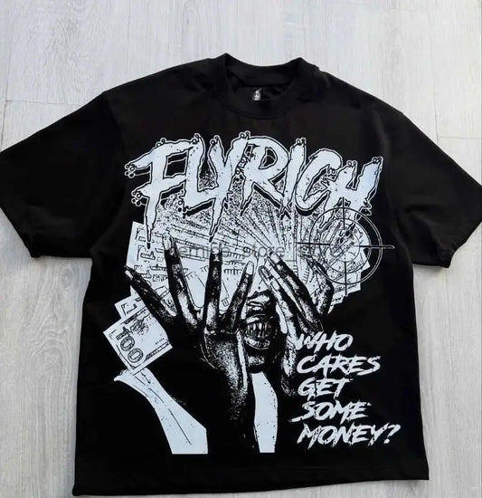 Harajuku Streetwear Shirt - Y2k Fashion Tee With Oversized Cartoon Print, Breathable Cotton