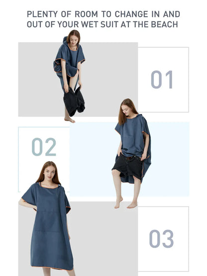 Surf Poncho Towel Poncho Quick-Dry Towel Hoodie Microfiber Beach Robe Changing Poncho Swim Towel Beach Poncho For Adults (A12)