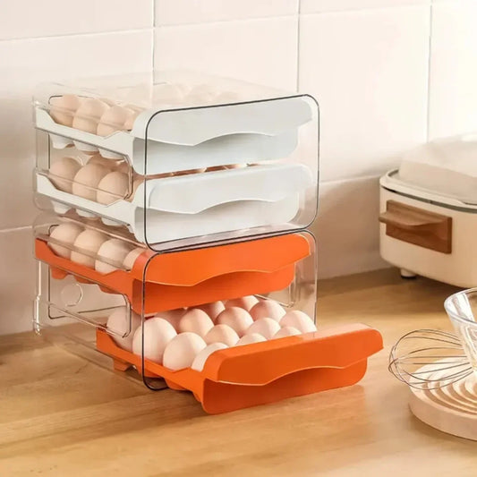 Automatic Egg Rack - Double-Layer Refrigerator Storage Box for Eggs
