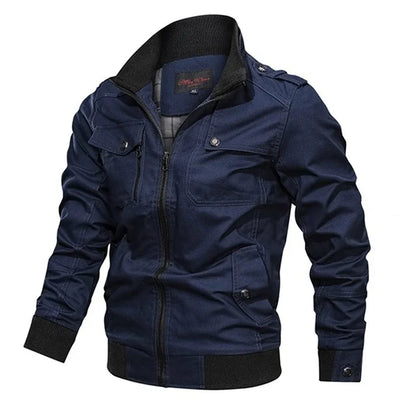 2023 new Pilot Bomber Jacket Coats Mens Cotton Cargo Jackets With Zipper Pockets Retro Casual Work Jacket Male Clothing Outwear
