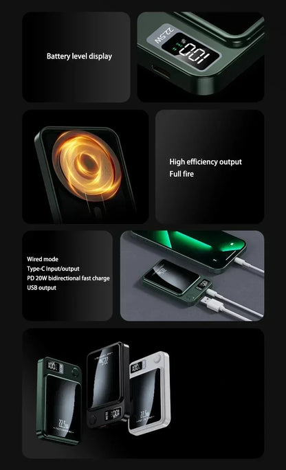 Lenovo 500000mAh Portable Magnetic Wireless Power Bank Fast Charger For Magsafe Auxiliary Battery For iphone Huawei Samsung 2027