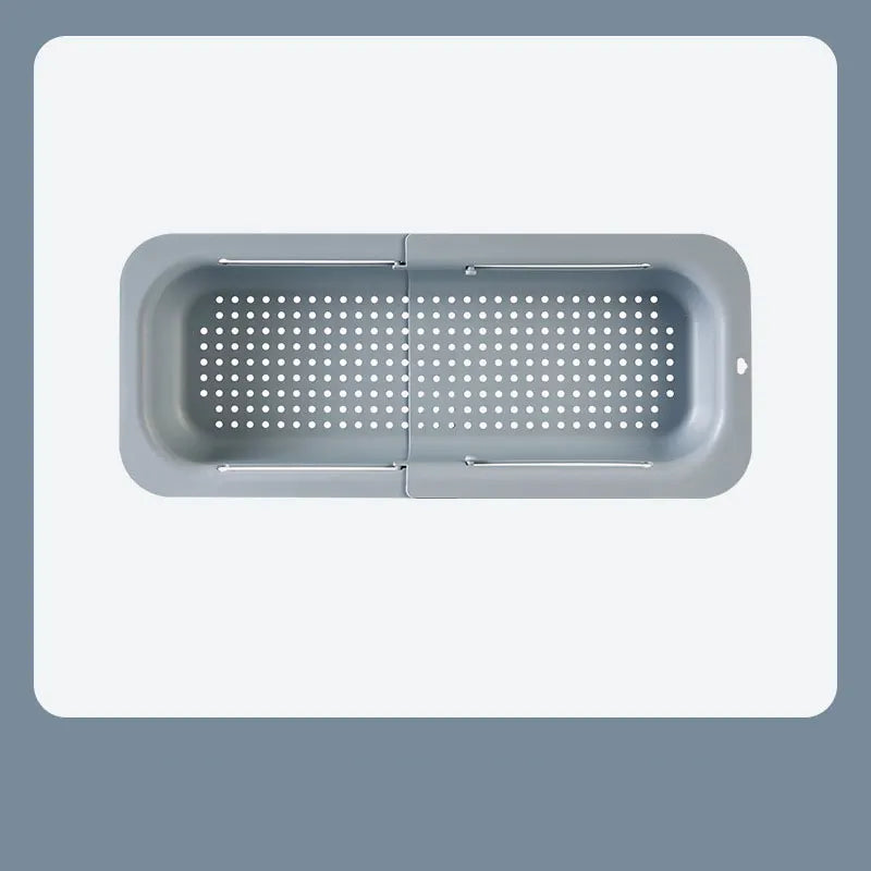 Sink Drain Rack – Adjustable Retractable Kitchen Shelf with Plastic Drain Basket
