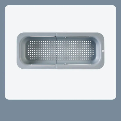 Sink Drain Rack – Adjustable Retractable Kitchen Shelf with Plastic Drain Basket