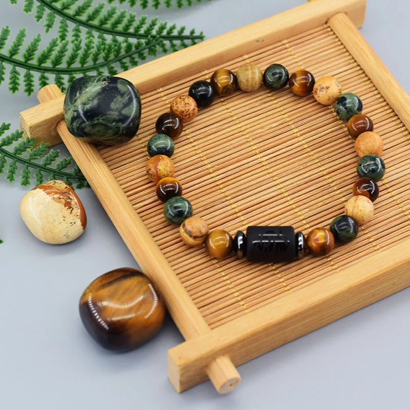 12 Zodiac Constellation Signs Bracelets for Men Women Real Natural Tiger Eye Stone Bead Bracelet Leo Taurus Charm Couple Jewelry