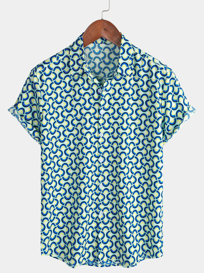 Mens Striped Casual Holiday Short Sleeve Orange Summer Button Down Shirt Hawaiian Shirt Summer Spring Lapel Button Down