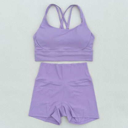 2 Piece Yoga Clothes Women's Tracksuit Athletic Wear Fitness Suit Gym Workout Push Up Clothes Sports Bra Yoga Shorts Suit
