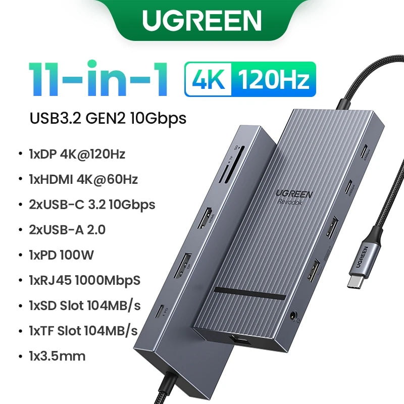 10Gbps USB C HUB | Multiport USB-C Docking Station with Gigabit Ethernet Adapter & 4K60Hz HDMI
