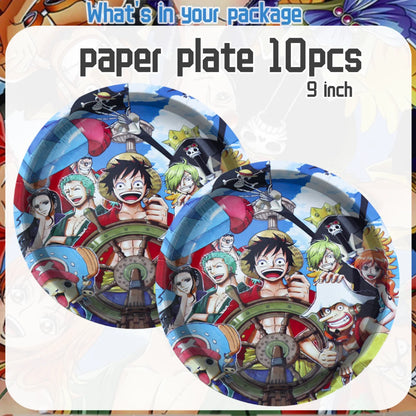 One Piece Birthday Party Supplies - Luffy Zoro Disposable Tableware  Decorations