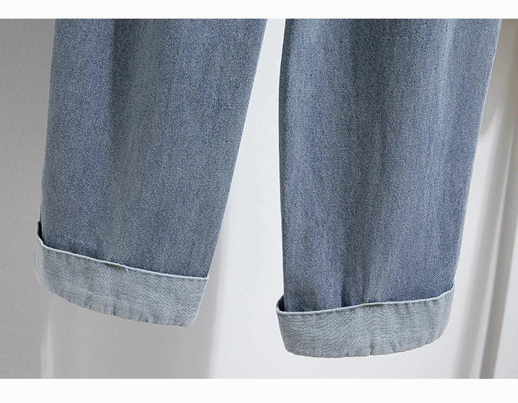 2026 Wide Leg Pants Women's Spring Autumn Retro Waed Denim Workwear Trousers High Waist Casual Versatile Plus Size Pants