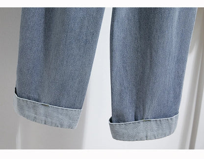 2026 Wide Leg Pants Women's Spring Autumn Retro Waed Denim Workwear Trousers High Waist Casual Versatile Plus Size Pants
