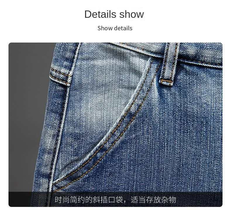 Denim Shorts Men – Casual Summer Knee Length Jean Shorts with Multiple Pockets
