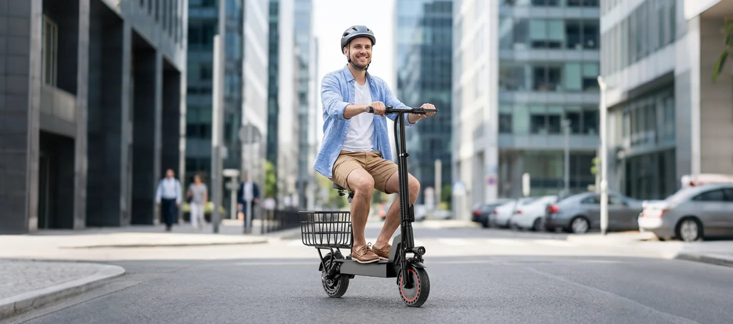 2026 New 500W 10inch Solid Tire Electric Bicycle with Basket 7.8AH Battery 22Miles Max Range 22MPH Max Speed Dua Shock Absorption Foldable Adult Ebike