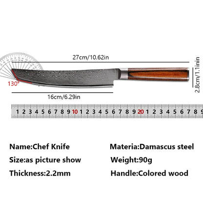 Damascus Steel Chef Knife - Butcher Cleaver  Kiritsuke Slicing Tool