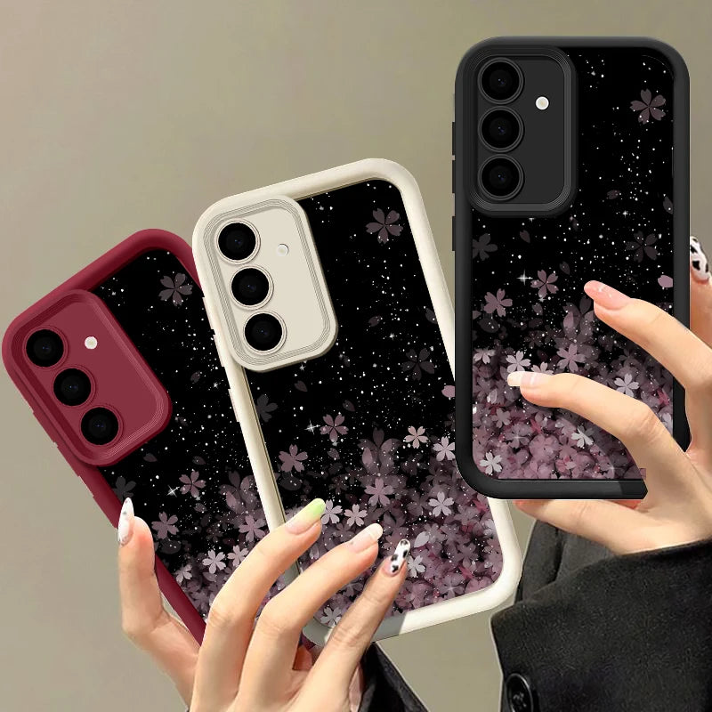 Cherry Blossom Silicone Case For Samsung Galaxy S25 Edge S26 S24 S23 Ultra S24 FE A57 A55 A37 A15 A16 A17 A35 A56 5G TPU Cover
