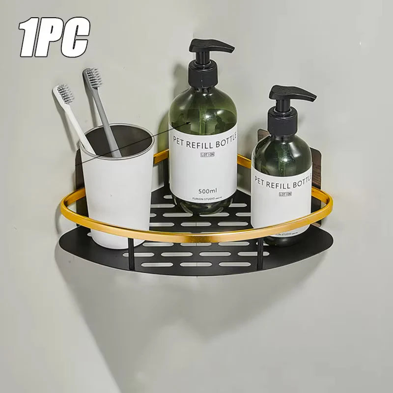 Wall-Mounted Bathroom Corner Shelf - Non-Perforated Shower Storage Organizer