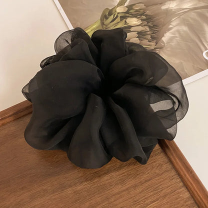 Korean Woman Big Elegant Silk Elastics Hair Band Girls Solid Color Scrunchies Hair Ties Ladies Ponytail Hold Hair Accessories