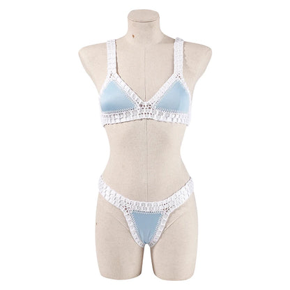 Reversible Crochet Bikini - Leopard Print Two Piece Swimwear Set | Luxury Poolside Suit