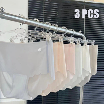 3PCS Women Summer Panties Sexy Lingerie Ice Silk Quick Drying Briefs Female Seamless Solid Color Underpants Cool Panties