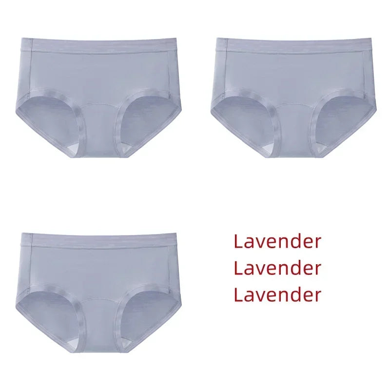 3Pcs Modal Women's Panties Lengthened Inner Crotch Female Briefs Underwear Underpants M-XXL 7A Level Antibacterial Sexy Soft Fit