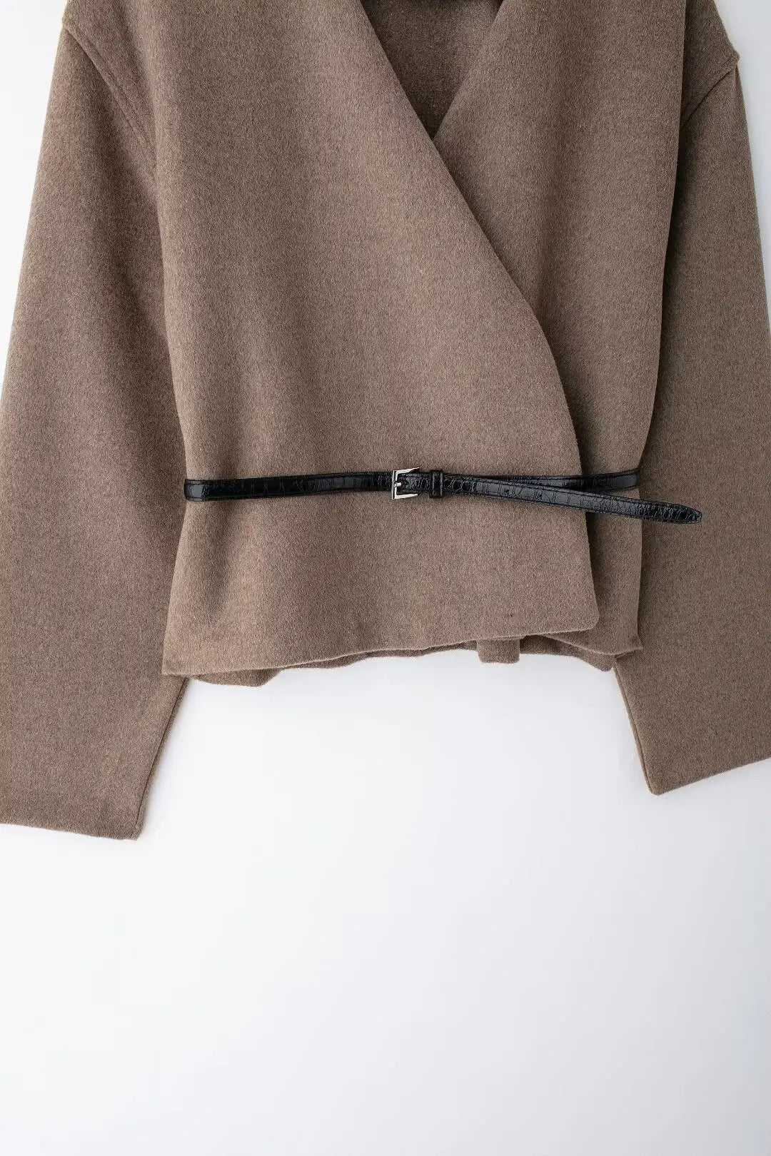 Women's Autumn Coat - Belted Winter Jacket With Soft Top Outerwear, Elegant Casual Style