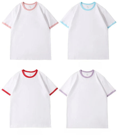 210G Heavy Cotton Men's T-shirt Edge-bumping O-Neck Short-sleeved Man T shirt Contrasting Color Splicing Men T-shirt Tops Tees