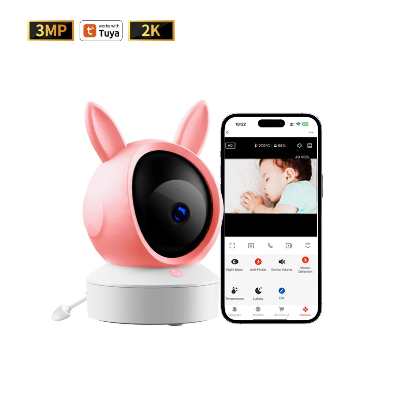 DANMINI 5 "TuyaAPP Baby Monitor Security Protection Wireless PTZ Surveillance Camera with Infrared Night Vision Motion Detection