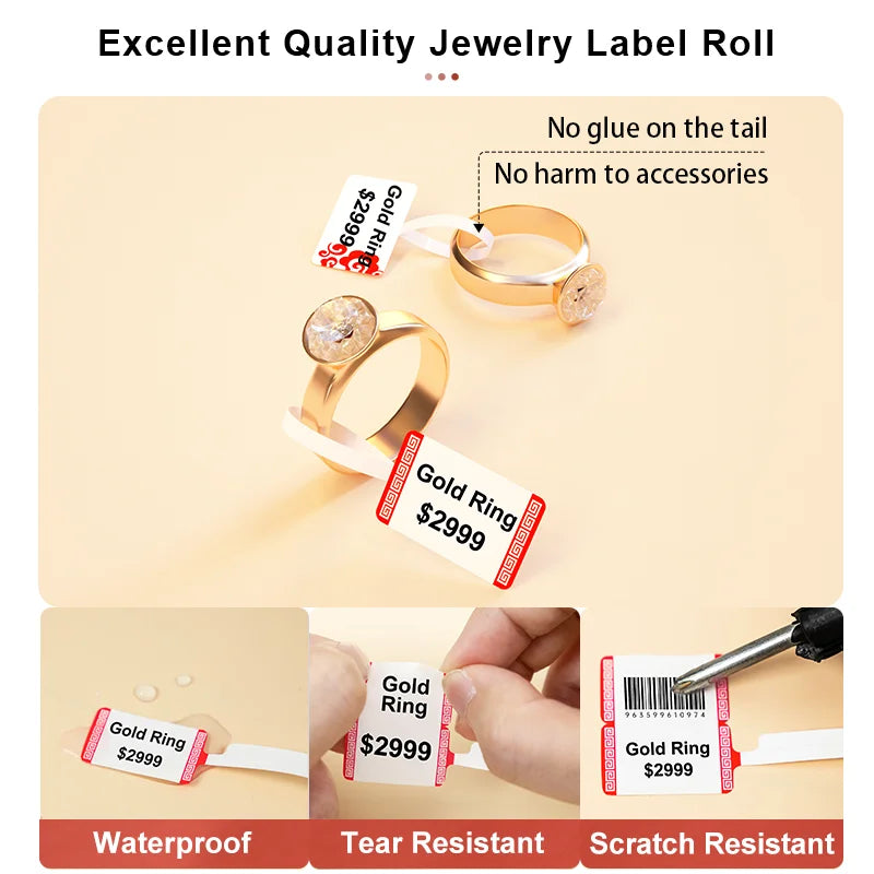 Self-adhesive Jewelry Label for DETONGER P1 Mini Portable Thermal Label Printer Wireless Inkless Logo Sticker Printer