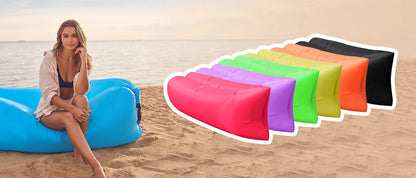 Single Person Lazy Inflatable Sofa Portable Outdoor Beach Air Sofa Bed Folding Camping Sleeping Bag for Comfortable Rest